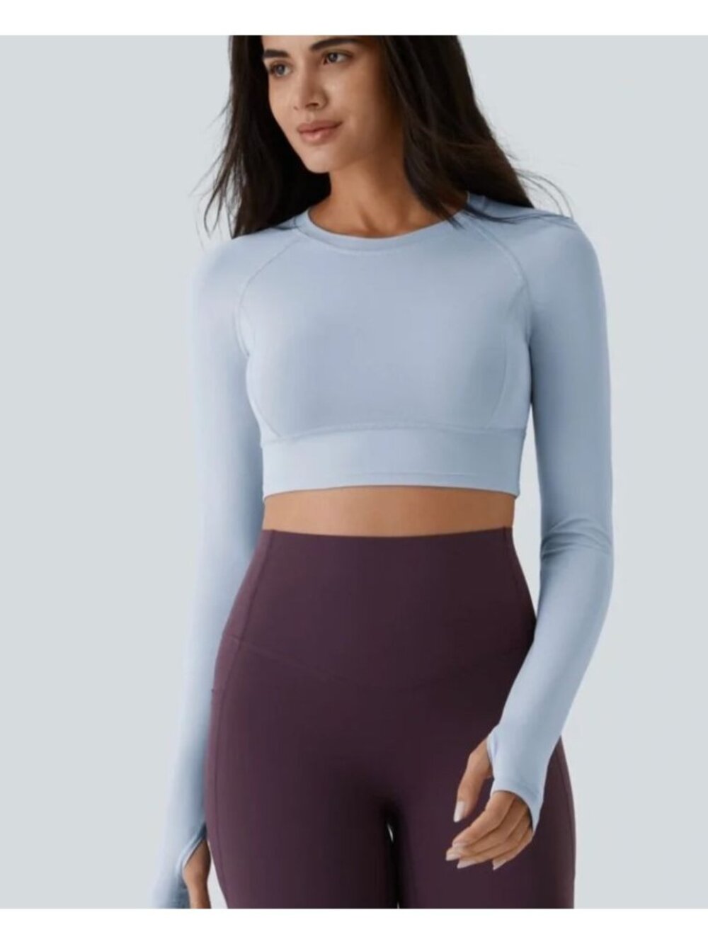 HALARA light blue cropped long sleeve athletic top size XL